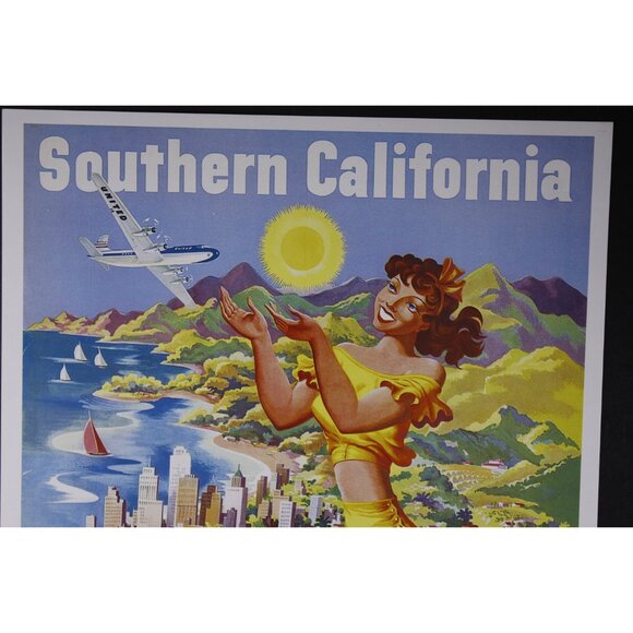 11 x 17" United Air Lines Southern California small tourist poster, vintage - Picture 3 of 4
